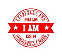 Decoración de vinilo para pared Salmo 139-14 Soy una creación admirable y maravillosa 65.6x78.4cm Se puede modificar y añadir información Rojo