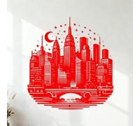 Decoración de vinilo para pared Silueta del horizonte de la ciudad de Nueva York, Empire State Building 54.6x58.9cm Varios tamaños Rojo