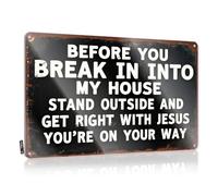 Decoración decorativa para habitación con texto en inglés "Before You Break In.Funky" - Letreros de casa de campo, arte de pared vintage suave (20 x 30 cm)