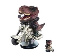 Decoración del coche Tyrannosaurus Rex, adorno T-Rex para salpicadero de coche,Decoración de dinosaurio T-Rex a la deriva | Figurita creativa de dinosaurio en motocicleta, novedad decoración de dinosa