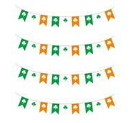 Decoración del Día de Patricio, St Patrick's Day Bander Banner Triangle Irish Garland Triangle White Orange Bunting Flags Decoración