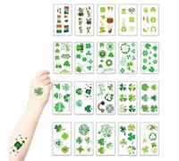 Decoración del Día de Patricio, St Patricks Day Tattoo Sticker Irish Shamrock Tattoo for St.Patrick's Day Decor 20 Hojos