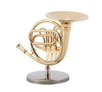 Decoración del escritorio de instrumentos musicales de Zenithaur, Modelo de cuerno francés en miniatura 4 en adorno dorado con soporte para golosinas