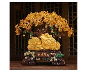 Decoración del hogar Árbol de Dinero Cristal Bonsai Feng Shui Adorno Fortuna Sapo Dorado Decoración árbol Chakra for Suerte, éxito e Inteligencia Bonsái(XL)