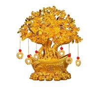 Decoración del hogar Árbol de Dinero Cristal Citrino, árbol la Fortuna dragón Chino con Base lingote Dorado, decoración Feng Shui Cadena Monedas Cobre for Riqueza, y Suerte Bonsái(Grande)