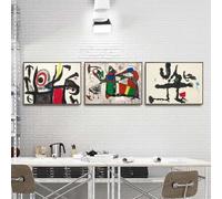 Decoración del hogar, arte de pared, cuadros para sala de estar, póster impreso, pinturas en lienzo, obra de arte abstracta española de Joan Miró, 60 x 90 cm, 3 piezas, sin marco