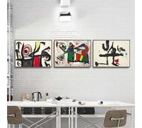 Decoración del hogar, arte de pared, imágenes para sala de estar, póster impreso, pinturas en lienzo, español, Joan Miró, abstracto (40 x 60 cm/3 piezas sin marco)