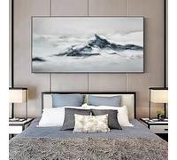 Decoración del hogar, arte de pared, montaña dorada, cuadros abstractos, pintura al óleo sobre lienzo, impresiones, pinturas negras para sala de estar y dormitorio (50 x 100 cm)