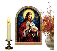 Decoración del hogar cristiano Jesús y Virgen María Acrílico Estándar con Madera