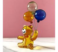 Decoración Del Hogar Encantador Oso De Cristal Con Globos Oso De Cristal Figurita De Animal Decoración De Mesa Para El Hogar Regalo De Cumpleaños Para Niños Arte Coleccionable,naranja