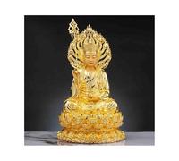 Decoración del hogar Estatua de Buda de latón con Base retroiluminada for Entrada de Sala de Estar, decoración Feng Shui, Adornos de adoración Zen(Grande)