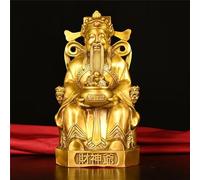 Decoración del hogar Estatua de Cobre Puro Dios de la Riqueza Texto de latón Dios de la Riqueza Sentado Gran ídolo de Apertura de Tienda de Bronce