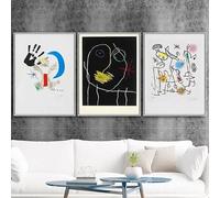 Decoración del hogar, lienzo impreso, arte de pared, imágenes decorativas, póster, pinturas españolas de Joan Miró para sala de estar, dormitorio, oficina (50 x 70 cm, 3 piezas)