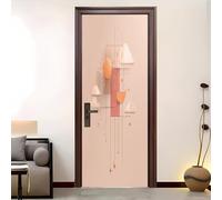 DecoracióN Del Hogar Pegatinas Para Puertas Rosa Autoadhesivo Mural | Adhesivo Puerta Minimalismo Estrellas Y Luna LíNeas Para Puertas Interior del Dormitorio Sala de Estar Póster 77x200 cm