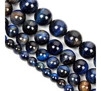 Decoración del hogar, piedra natural de ojo de tigre de 6 a 12 mm, cuentas espaciadoras redondas sueltas para hacer joyas, pulseras y collares llenos de textura (color: azul oscuro, tamaño: 0.25