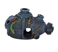 Decoración del tanque de peces de acuario Adornos de resina de dibujos animados Simulación artificial Naufragio Decoración de la cueva Camarón pescado Calabaza Casa escondite Paisaje para pecera