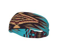 Decoración deportiva de moda con diseño de arte navajo del suroeste de los nativos americanos, diadema resistente al sudor, banda para el cabello, equipo de fitness transpirable que absorbe el sudor p