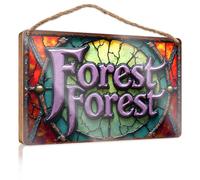 Decoración divertida para el hogar con vidrieras de bosque: una aventura mágica, letrero de madera para decoración de piscina y patio (23 x 35 cm)