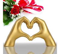 Decoración Dorada de Manos de corazón, Estatua de Mano de Amor, estatuas de Dedo en Forma de corazón para decoración de Sala de Estar, Dormitorio, Escritorio, Estante o decoración de Mesa (Dorado)
