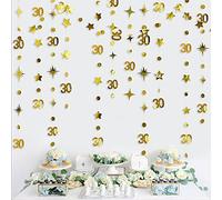 Decoración Dorada para cumpleaños número 30, Guirnalda de Estrellas centelleantes con Lunares Circulares, Guirnalda metálica para Colgar, banderines de Fondo para Ella, Feliz y Sucio cumpleaños de 30