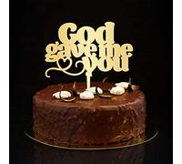 Decoración dorada para tarta con texto en inglés "God Gave Me You" para tarta de aniversario de boda, personalizable, silueta romántica, novia y novio, decoración para boda, compromiso, boda, regalos