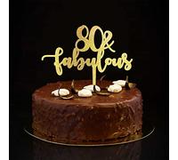 Decoración dorada para tartas de 80 cumpleaños con purpurina de 80 años y 80 años, decoración de fiesta de cumpleaños, nombre personalizado, para cualquier número de edad, 80 aniversario, cumpleaños