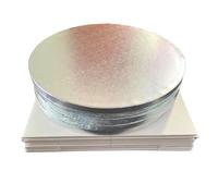 Decoracion Dulce - Pack de 5 Cajas y Bases para Tartas - 5 Bases de Plata 30cm x 1.2cm y 5 Cajas paras Pasteles de 30.4 X 30.4 X 15.2 CM