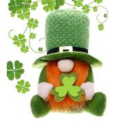 Decoración enana de San Patricio - Leprechaun verde de peluche de San Patricio, sin rostro, trébol enano, bandeja de varios niveles, decoración de duendes irlandeses | Figuras coleccionables para