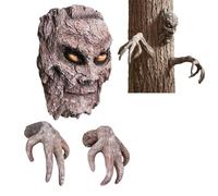 Decoración Espeluznante De Rostros De Árbol Para Exterior - Escultura Decorativa De Cara De Árbol Para Halloween | Figuras Festivas De Arte En Resina 3D Realista Para Jardín Césped Entrada Patio