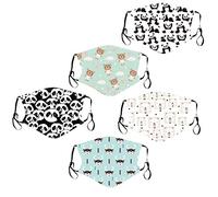 Decoración Facial de Algodón para Exteriores de 5 Piezas para Niños, Ganchos para la Oreja Ajustables y Reutilizables, Varios Estampados de Animales Lindos e Interesantes, Colores Brillantes