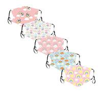 Decoración Facial de Algodón para Exteriores de 5 Piezas para Niños, Ganchos para la Oreja Ajustables y Reutilizables, Varios Estampados de Animales Lindos e Interesantes, Colores Brillantes