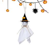 Decoración Fantasma Halloween, Fantasmita con Sombrero para Halloween, Figuras Decorativas Colgante para Interior y Exterior de Jardín Salón Habitación Pared Ventana