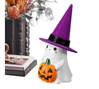 Decoración fantasma luminosa | Figura de fantasma de resina para decoraciones de Halloween | Estatua LED estacional linda decoración festiva para el hogar, chimenea, oficina, estante de bandejas
