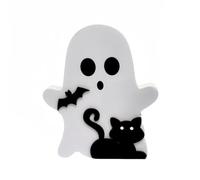 Decoración fantasmal de madera para el hogar de Halloween, gatos negros, murciélagos, brujas, escobas, decoración para fiestas y estantes, gatos negros, acento de Halloween