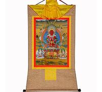 Decoración Feng Shui, Amitayus Thangka - Buda de la Vida Infinita Arte Thangka - Tapiz de Buda(Beige,33.5L x 24.8W)