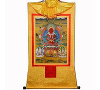 Decoración Feng Shui, Amitayus Thangka - Buda de la Vida Infinita Arte Thangka - Tapiz de Buda(Yellow,13.8L x 11W)