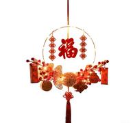 Decoración festiva de corona con carácter chino de bendición para celebrar el Año Nuevo (E)