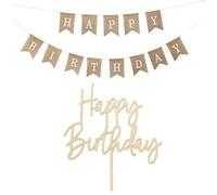 Decoración Fiesta Cumpleaños Guirnalda & Cake Topper HAPPY BIRTHDAY Decoración para Tartas Pasteles de Cumpleaños Banderines Pancarta Adornos Feliz Cumpleaños Adultos Niños