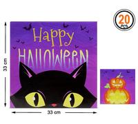 Decoración Fiesta Servilletas Halloween 33x33 cm Pack de 20 Unidades Color Violeta para Cumpleaños o Eventos