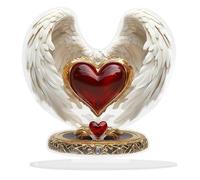 Decoracion Figuras Preciosa decoración de ángel de corazón rojo finamente detallada que envuelve con gracia el elegante material acrílico de estilo bohemio 1 pieza (White, 18.3x18cm)