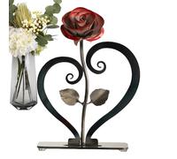 Decoración floral de hierro - Soporte de corazón integrado, rosas artificiales refinadas, elemento decorativo para el hogar, accesorio de oficina, regalo especial | dormitorio salón oficina, presente