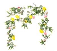 Decoración floral de vid de limón, rama de fruta de limón artificial hecha a mano para decoración del hogar, centro de mesa de boda, tema de primavera (estilo A)