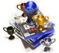 Decoración Gamer PS5 - Pack 5 trofeos físicos (platino/oro/plata/bronce/secreto) para salón de juegos - regalo coleccionista - Compatible con todos los espacios de juego