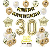 Decoración globos 30 cumpleaños hombre Mujer Dorados Negros 30 Años Decoracion Cumpleaños tarta 30 Años Decoracion Cumpleaños hombre, Deco topper tarta 30 Cumpleaños globo 30 años cumpleaños hombre