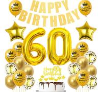 Decoracion Globos Oro 60 Cumpleaños, Fiesta 60 Años, Tarta Oro, Globo 60 Años Hombre Mujer