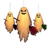 Decoración Halloween Fantasmas 3 Fantasmas Colgantes con Luz para Exterior