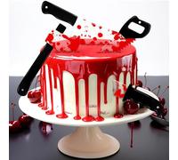 Decoración Halloween Tarta, 4 Piezas Adorno Tarta Cumpleaños, Decoración Pasteles Terror, Cake Topper de Cuchillo Ensangrentado para Halloween, Cumpleaños, Fiesta Temática