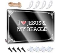 Decoración imprescindible de metal de estaño | I Love Jesus & My Beagle Old-fashioned para sala de estar de taberna (30 x 40 cm)