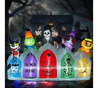 Decoración inflable de Halloween de 8 pies, Kalolary Enorme Halloween Fantasma para el Lnnen y al aire libre, decoración de fiestas de terror (lápida)