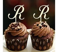 Decoración inicial R para cupcakes, letra monograma, nombre para boda, despedida de soltera, suministros de fiesta, cuernos de campo, flecha, flecha, rosa, personaliza tus propios adornos para